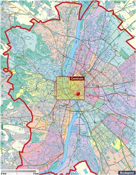 Central Hotel 21 - Budapest, sulla cartina